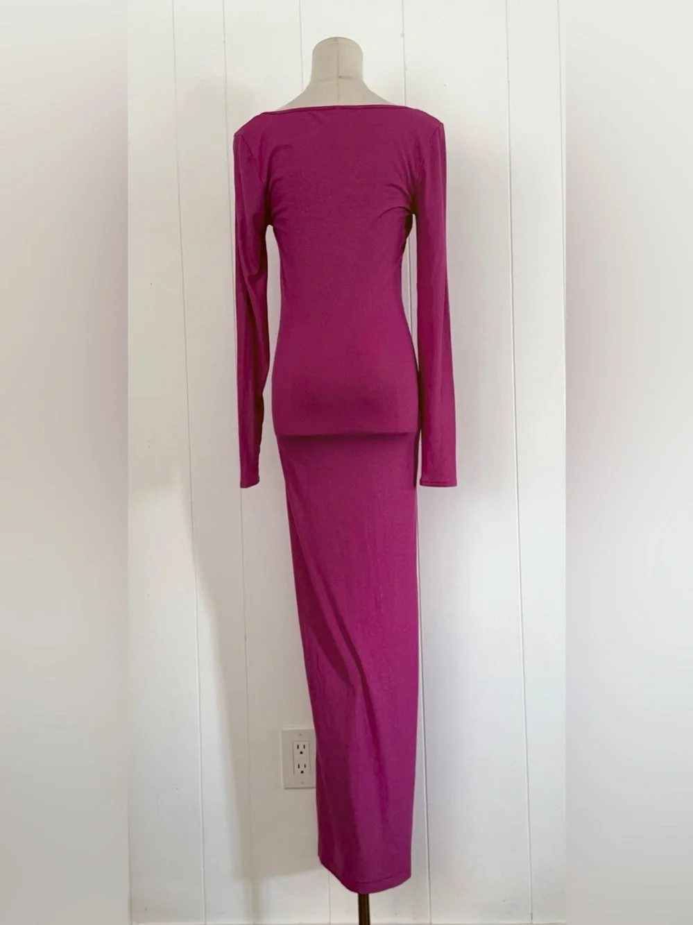SKIMS Soft Lounge Long Sleeve Maxi Dress Large Fuchsia Foil Metallic Large Rare - Picture 7 of 10